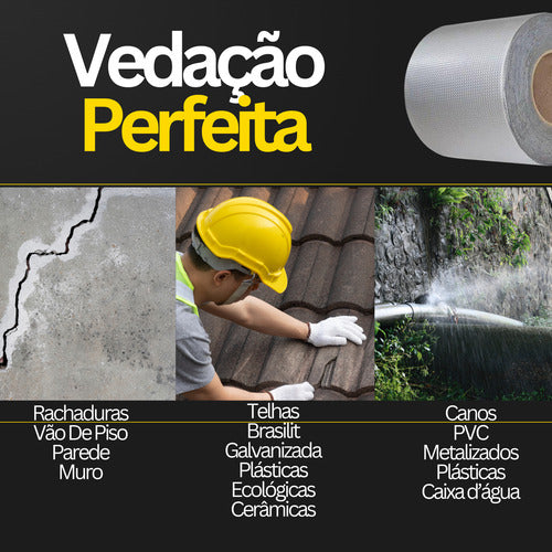 Fita Vedação Multiuso Prova Dágua Butilo Impermeável Larga