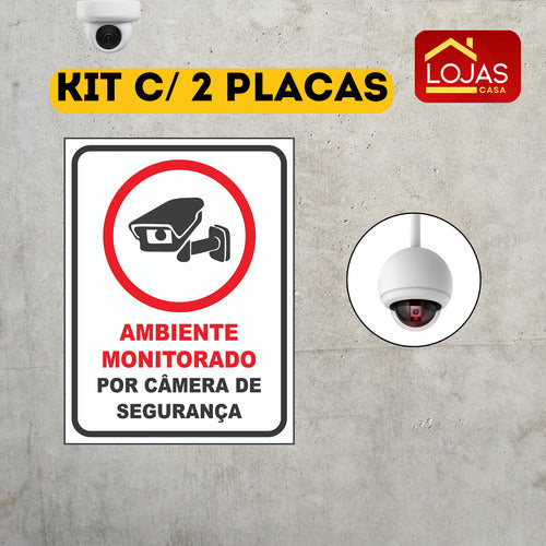 2 Placas Ambiente Monitorado Por Câmeras  / Lojas Casa