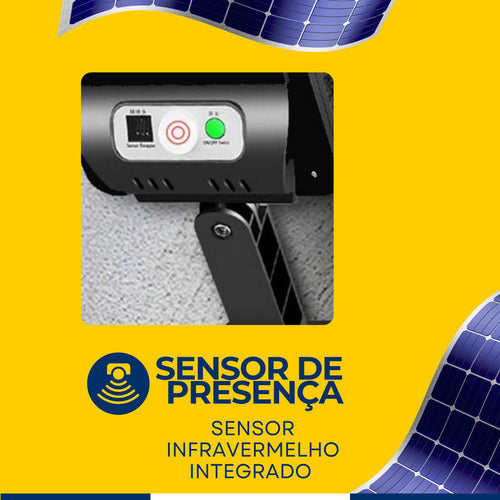 Poste Energia Solar Led Sensor Presença Super Forte Holofote