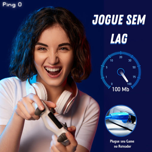 Cabo De Rede 15 Metros Lan Internet Crimpado Rj45 Cat5e Azul