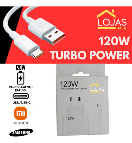 Carregador Usb-c Turbo 120w  Para  Xiaomi  Samsung  Motorola