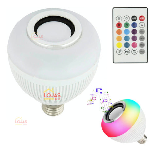 Lâmpada Led Rgb Bluetooth Com Caixa De Som E Controle Bivolt