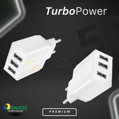 Carregador 50w Usb-c Triplo Para Motorola Moto G Edge Razr