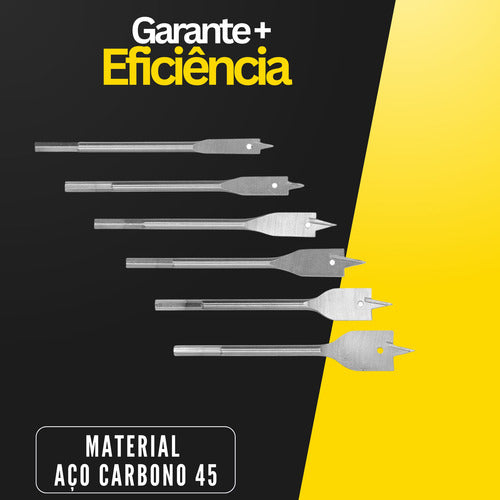 Brocas Chatas Kit 6 Peças Profissional Para Madeira Mdf