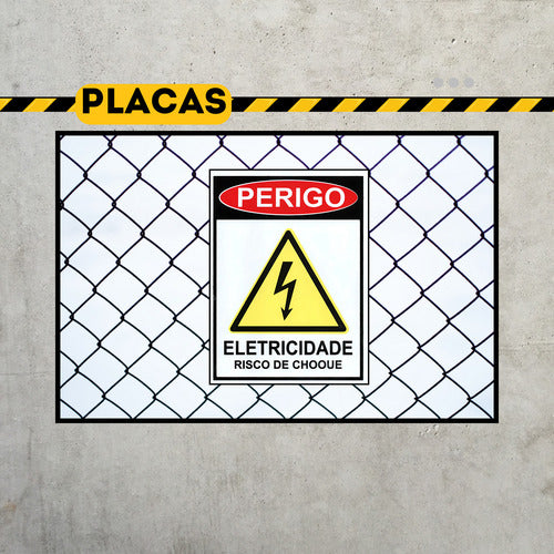 Kit 2 Placa Perigo Eletrecidade Risco De Choque Para Empresa