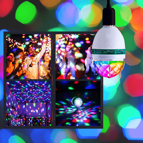 Lâmpada De Festa Led Rgb Giratória Colorida Globo De Luz