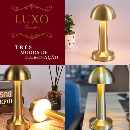 Luminária Mesa Abajur Led Ajustavel Sem Fio Recarregável