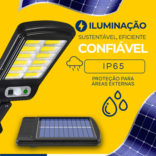 Poste Energia Solar Led Sensor Presença Super Forte Holofote