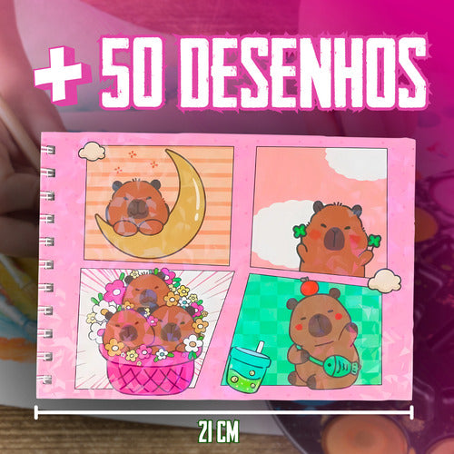 Livro Para Colorir Pintura Desenho Cute Capivara Goods