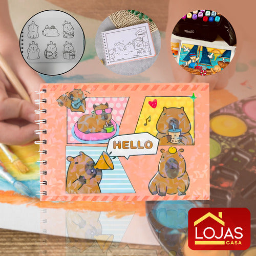 Livro Para Colorir Pintura Desenho Cute Capivara Goods
