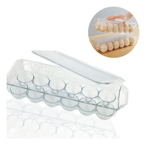 Porta 12 Ovos Organizador Acrílico Suporte Cor Transparente