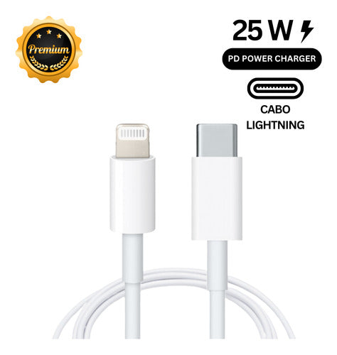 Carregador Fonte Turbo 25w  Cabo Para iPhone 7 8 11 12 13 14