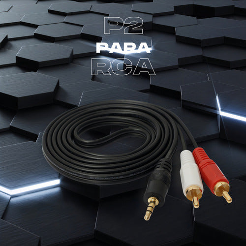 Cabo Adaptador Rca+p2 Cabo Auxiliar De Som P2 Rca Áudio Automotivo Lojas Casa Cabo P2 Para Rca Preto Do 1.5m