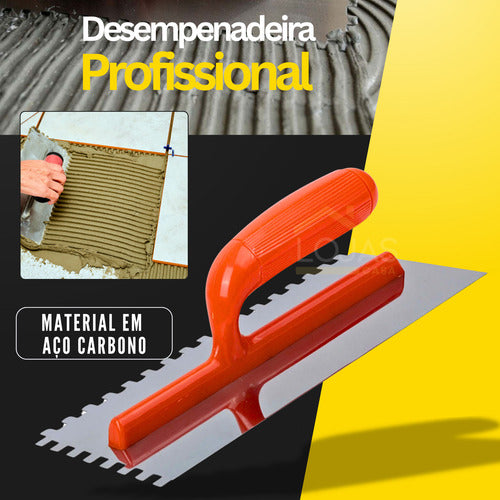 Desempenadeira De Aço Piso Porcelanato Argamassa Obras Gesso