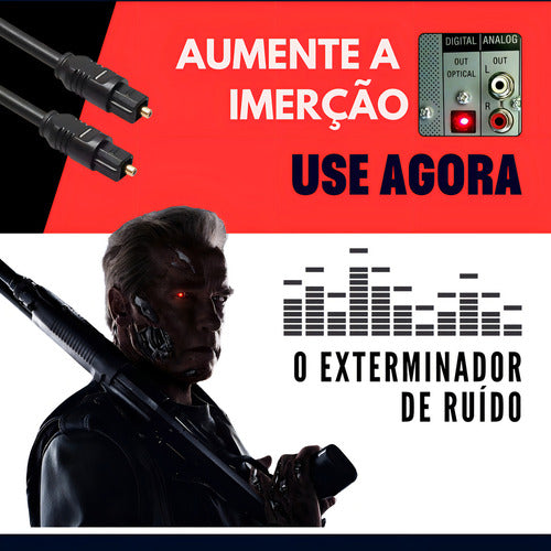 Cabo Óptico Para Áudio Digital Fibra De 2m Home Theater 5.1 Som Cas Casa