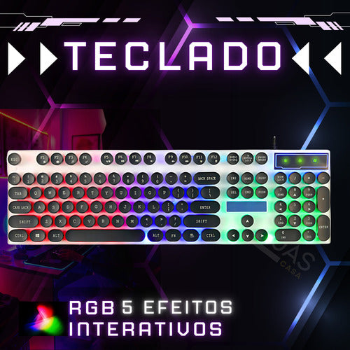 Kit Teclado E Mouse Usb Rgb Gamer Anti Ghosting Semi Mecânic