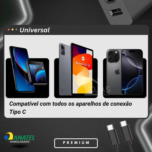 Carregador Para Motorola 125w Usb-c Duo Moto G 84 Edge Razr