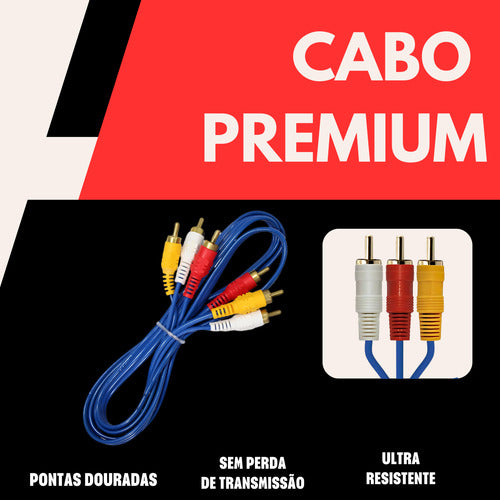 Cabo Rca 1,5 Metro Resistente E Flexível Plug Metal Blindado