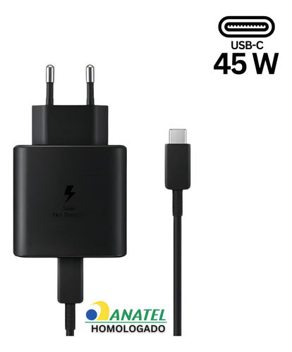 Carregador Fonte Turbo 45w Para Samsung Com Cabo Super Fast Cor Preto Lojas Casa