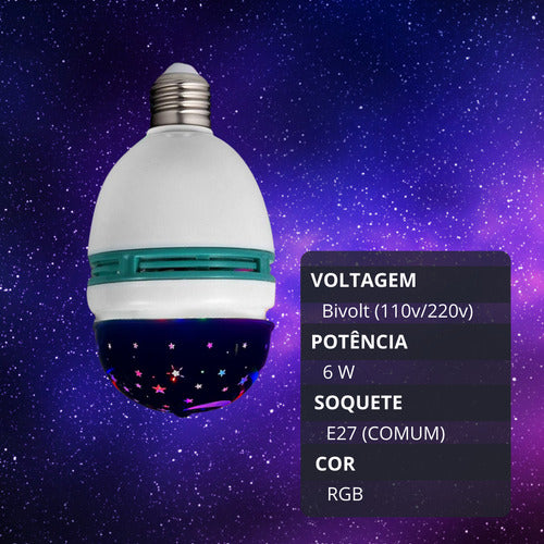 Lâmpada De Festa Led Rgb Giratória Colorida Céu Estrelado