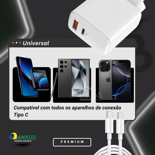 Carregador Duplo 48w Para Samsung 2 Cabos 2m E 2m Super Fast