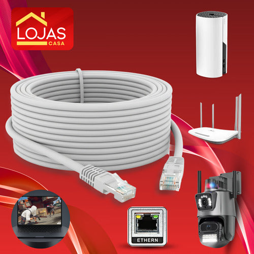 Rolo Cabo Rede 40m Lan Crimpado Cat 6 Super Rápido Premium Resistente Enthernet Rj45 Lojas Casa Cabo Para Alta Velocidad