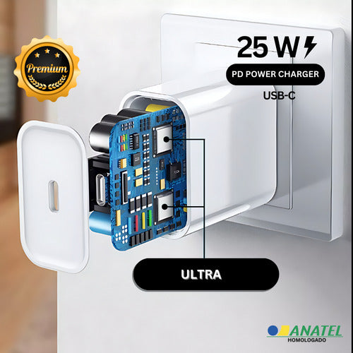 Carregador Fonte Turbo 25w  Cabo Para iPhone 7 8 11 12 13 14