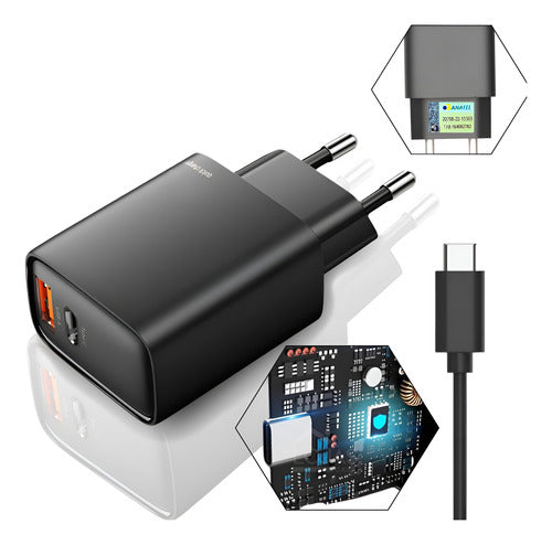 Carregador Para Motorola 48w Usb-c Duo Moto G G84 Edge Razr