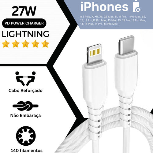 Cabo Tipo C / Ios Para iPhone X 11 12 13 14 Premium Luxo