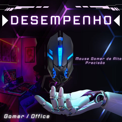 Kit Teclado E Mouse Usb Rgb Gamer Anti Ghosting Semi Mecânic