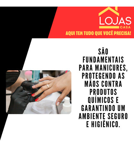 Luvas Nitrilicas Na Cor Preta 100 Unid. Uso Geral Sem Talco