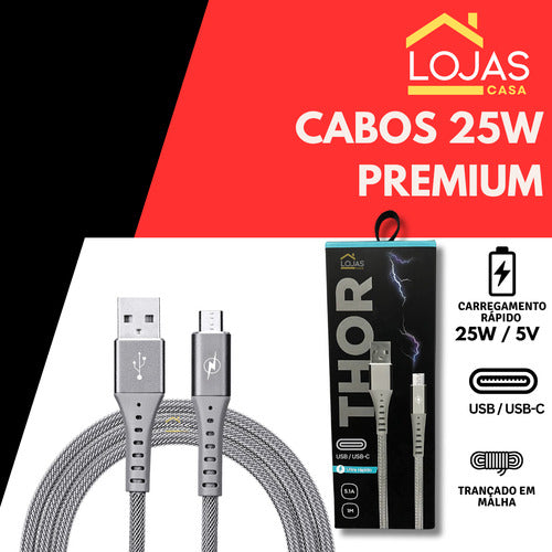 Cabo Usb-c Para Carga Controle Ps5 Trançado Tático Universal