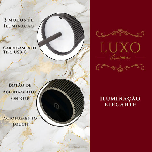 Luminária Mesa Abajur Led Ajustavel Sem Fio Recarregável
