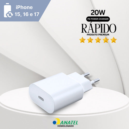 Carregador Fonte Premium Usb-c Fast 20w Para iPhone 16 17