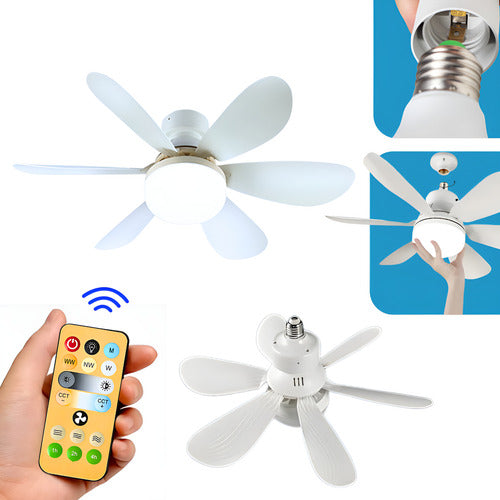 Lâmpada Ventilador De Teto Luxo Bocal Le27 C/controle Bivolt