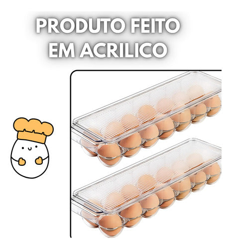 Porta 12 Ovos Organizador Acrílico Suporte Cor Transparente
