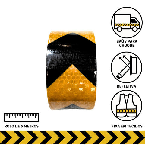 Rolo Faixa Refletiva Seta Listra Para Sinalização 5cm X 5m