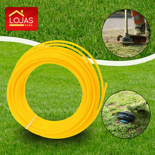 Fio De Nylon Roçadeira Cortar Grama 3mm Quad 15m Amarelo
