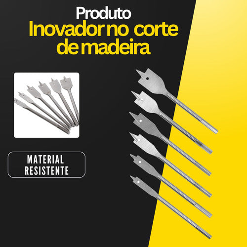 Brocas Chatas Kit 6 Peças Profissional Para Madeira Mdf