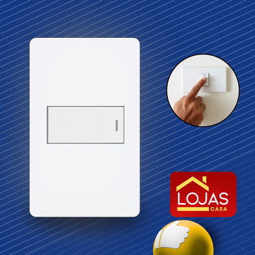 Interruptor Slim Modular 4x2 Tecla Simples Iluminaçao Branco