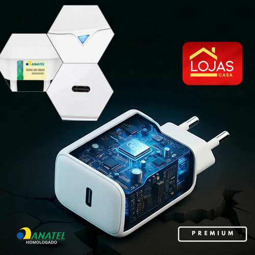 Fonte Carregador Premium Gan Para iPhone Usb-c Garantia 1ano