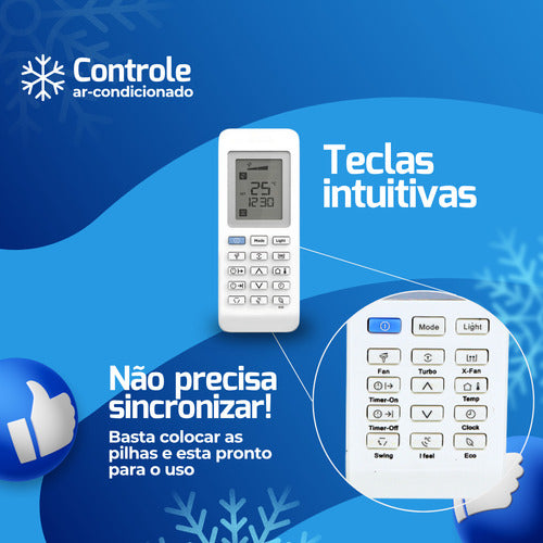 Controle Remoto Para Ar Condicionado Eletrolux Ecoturbo Spli