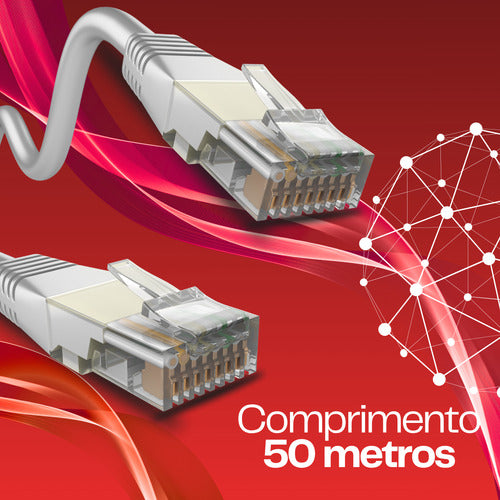 Rolo Cabo Rede 50m Lan Crimpado Cat 6 Super Rápido Premium L