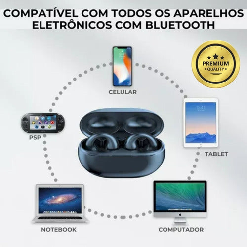 Fone De Ouvido Bluetooth Sem Fio Earcuffs Esportivo Brinco