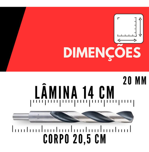 Kit 5 Brocas 20mm Metais Chapa Aço Rápido Com Rebaixo Din338