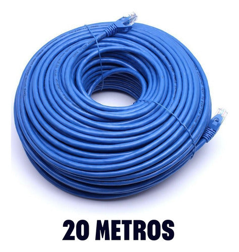 Cabo De Rede 20 Metros Lan Internet Crimpado Rj45 Cat5e Azul