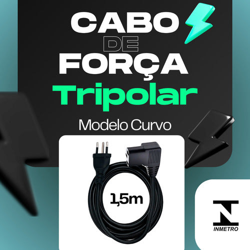 Cabo De Força Curvado 90o Para Tv LG Monitor Panela Fonte Pc
