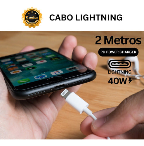 Fonte Carregador Turbo 35w Cabo 2 M P/ iPhone 11 12 13 14