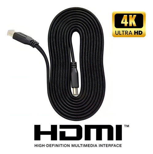 Cabo Hdmi 5m 4k Uhd Plug Blindado Preto Revestimento Nylon Flat