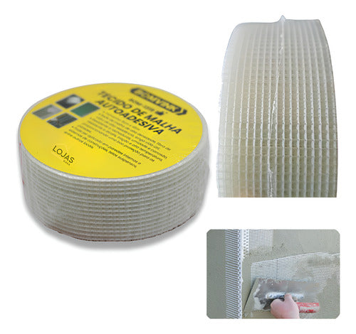 Fita Telada De Malha Fibra Drywall Reparos Rachaduras Parede